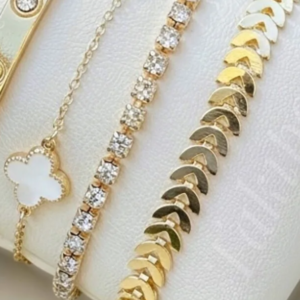 TAKIPORT Gold Color 4-Piece Adjustable Special Design Waterway Detail Women's Bracelet