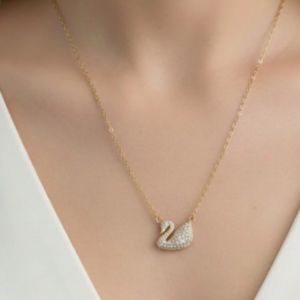Dorvina Steel Swan Necklace Chain Gold Color Zircon Stone 316L Tarnish Free |   Stylish and Durable Jewelry