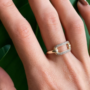 Radino Collection Adjustable Stainless Steel Ring with Zircon Stone – Elegant and Refined Design